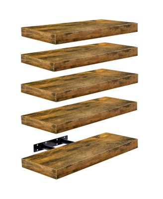 5 Pack 16 Inch Long Floating Wall Shelves for Bedroom, Decor, Kitchen, Living Room - for Trophies, Frames, Bookshelf