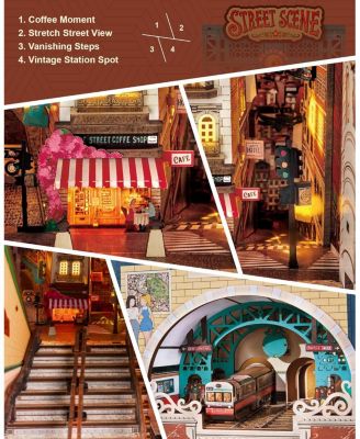 Book Nook Kits DIY 3D Puzzle 10" Subway Urban Street Scene Decorative Bookends Bookshelf