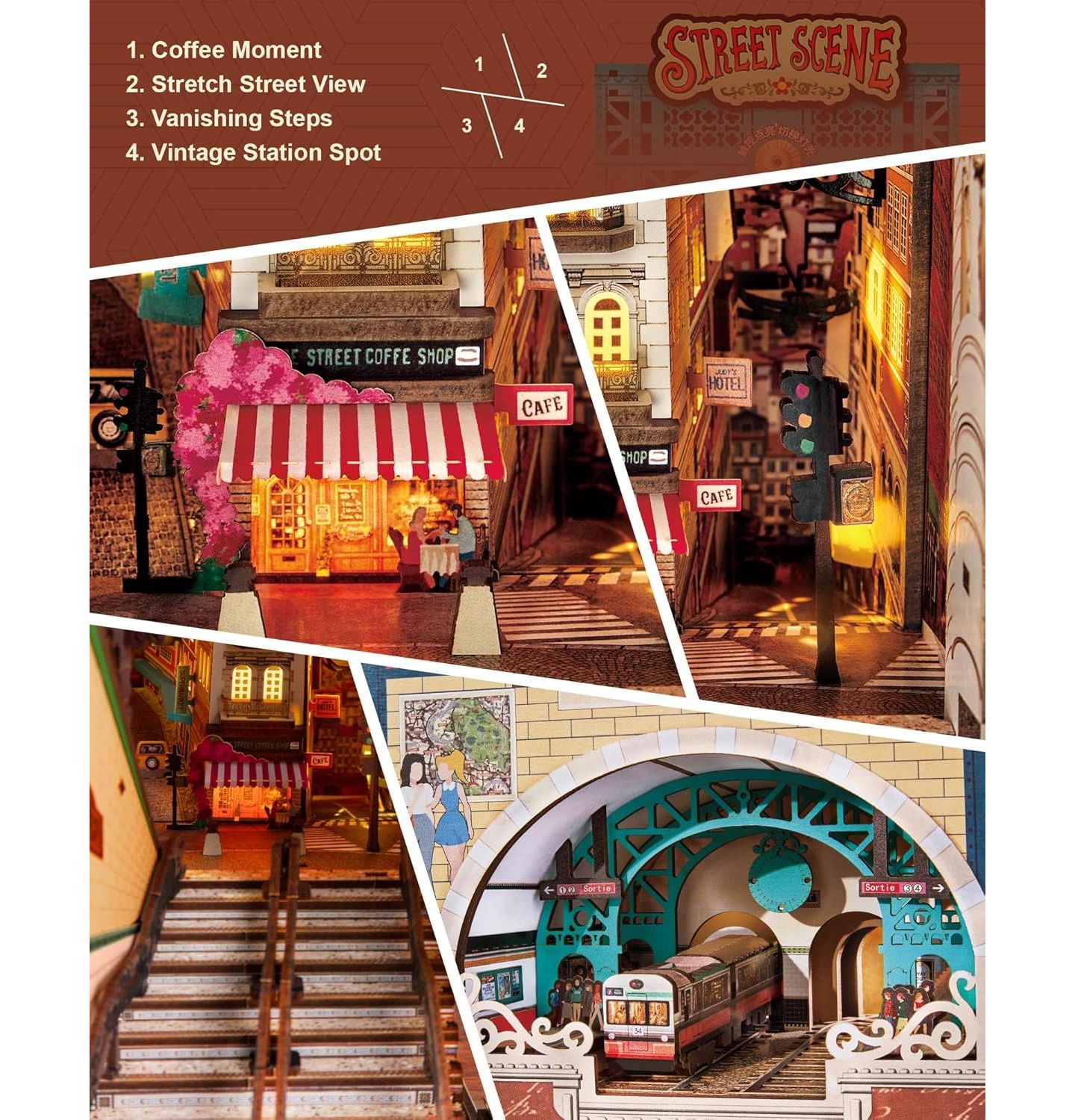 Детские конструкторы Robotime Subway Street Scene 3D Puzzle, 196-Piece Building Set, Ages 14+ — фото 3