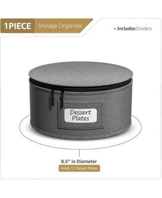 China Storage Containers – Dinnerware Organizer for Salad Plates with Lid (Holds Service for 12) with Felt Protectors – 8.5 x 5.5