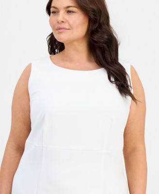 Plus Size Sleeveless Flounce-Hem Sheath Dress