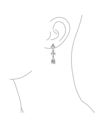  Teardrop CZ Spray Collar Statement Necklace & Chandelier Earrings Jewelry Set