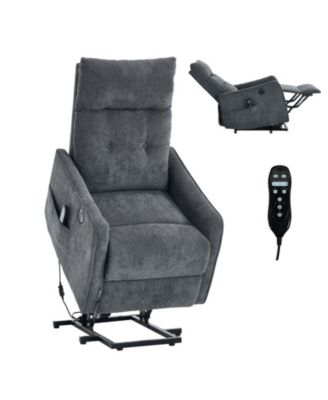 Chenille Power Lift Recliner Chair 155° Recliner with Massage Heat USB for Indoor Elderly