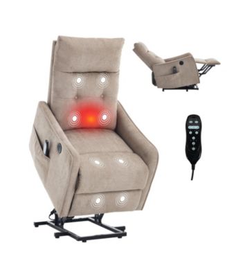 Chenille Power Lift Recliner Chair 155° Recliner with Massage Heat USB for Indoor Elderly