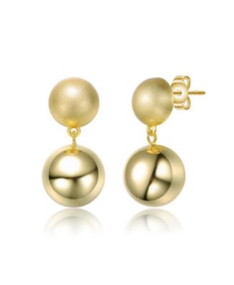 Elegant 14K Gold Plated Ball Drop Stud Earrings