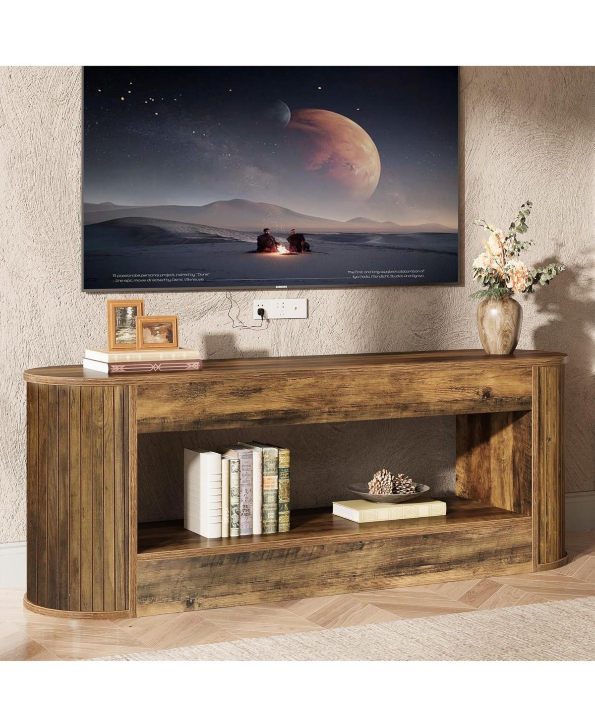 Tribesigns Tv Stand with Storage for Tv, 2-Tier Farmhouse Television Stands, Entertainment Center Media Console