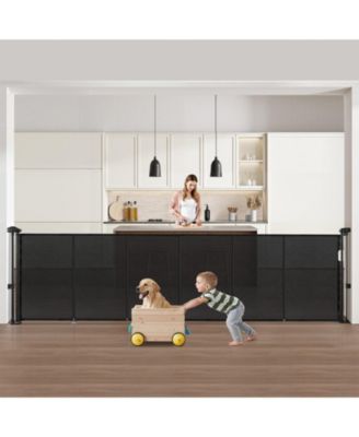 Retractable Baby Gate, 34 in Tall, Extends up to 110 in Wide, Mesh Safety Gate for Kids/Pets, Easy Install for Stairs & Doorways, Black
