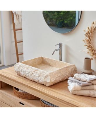 Genuine Marble Washbasin Sin hand-carved Rustic Design Bathroom