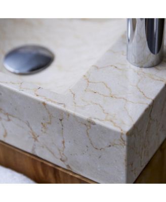 Stelle Teak and Marble Wall-Mounted Vanity Cabinet