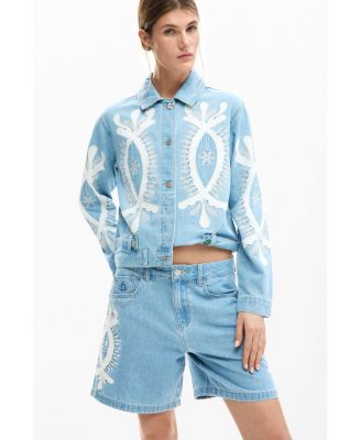 Women's Denim Bermuda shorts with embroidery Shorts