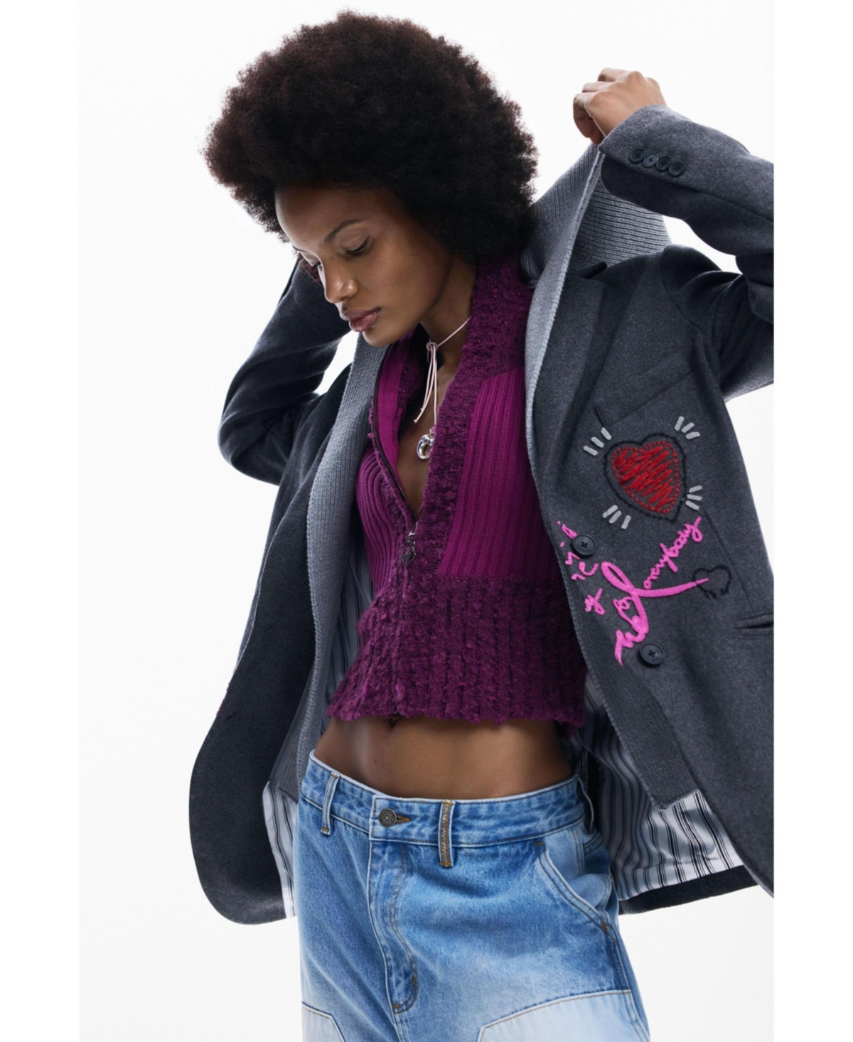 Desigual Women's Detachable knit blazer