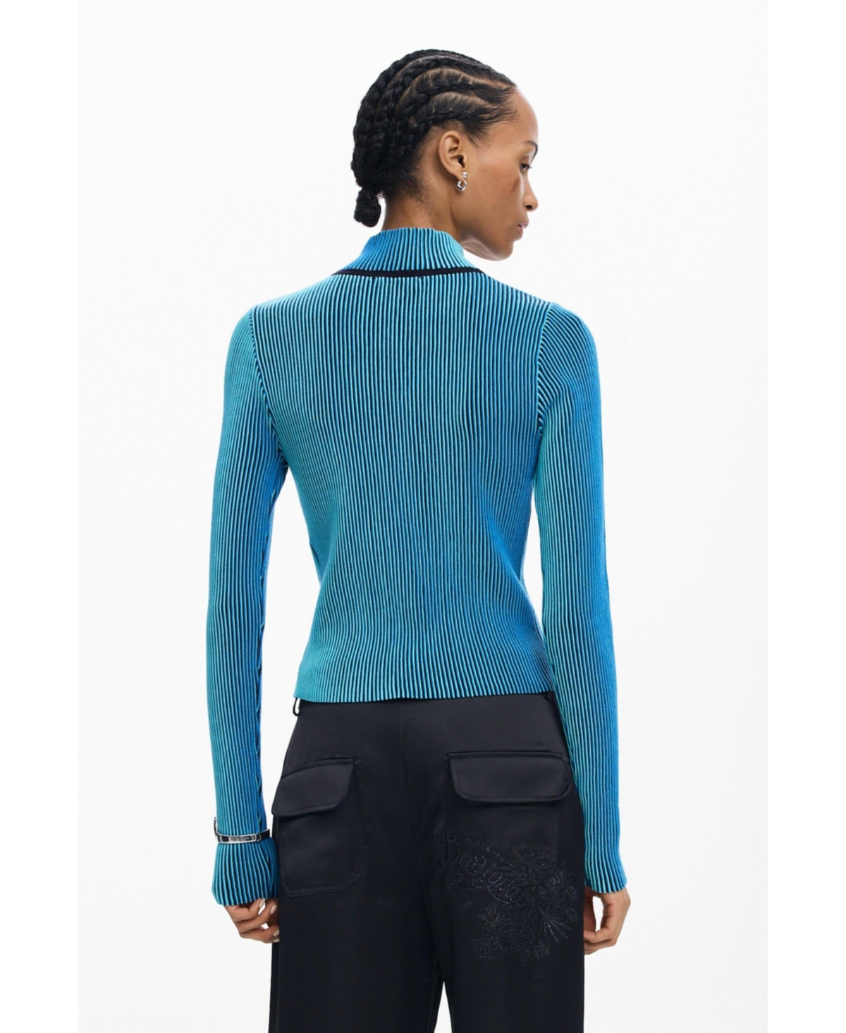 Desigual Women's High Neck Zipper Sweater