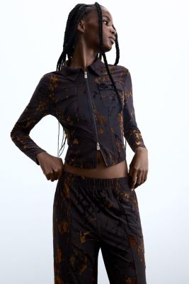 Women's Flocked Zipper T-shirt