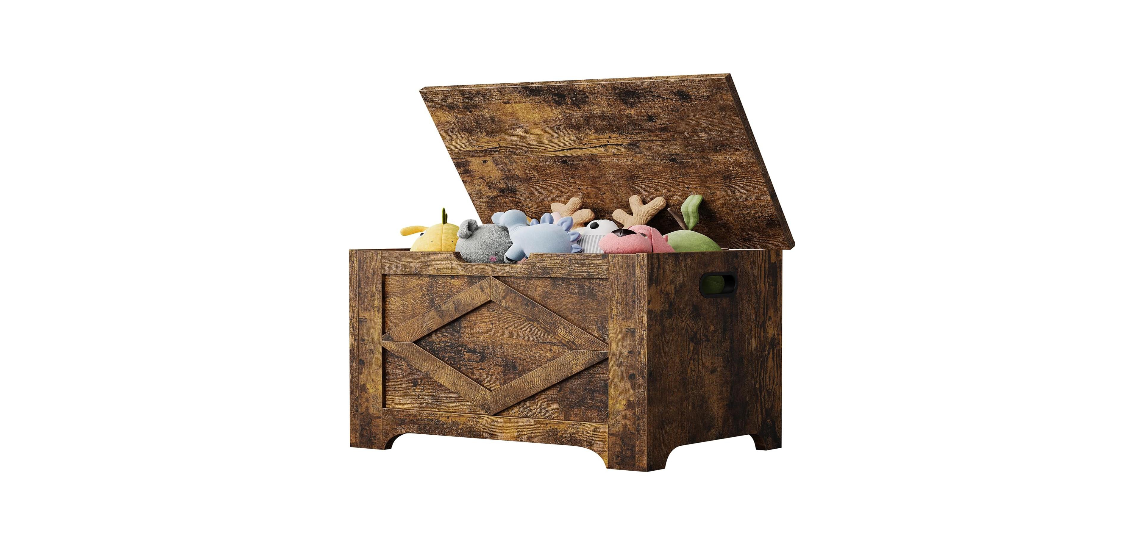 gaomon 23.6" Storage Chest, Wooden Bench with Safety Hinge, Easy Assembly