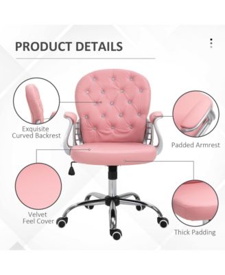 HOMCOM Vanity Office Chair Tufted Backrest Swivel Rolling Height Adjustable