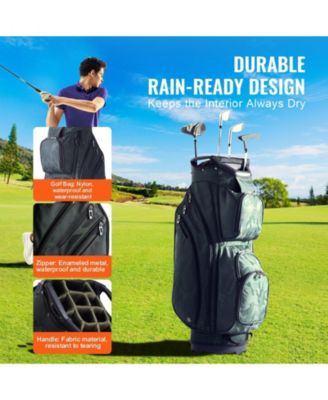 Golf Cart Bag, 14-Way Divider Top, 36", 11 Pockets, Premium Nylon, Handles, Dust Cover & Detachable Straps