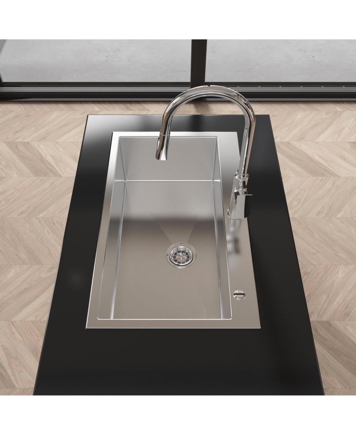 flynama 32x19inch Brushed Nickel Stainless Steel Kitchen Sink Overmount Single Bowl Handmade