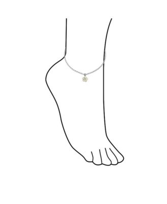 White Opal Plumeria Flower Anklet