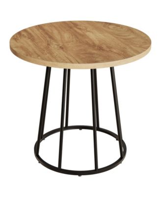 Industrial Round Dining Table, 31.5-Inch Wood Kitchen Table for 2-4 People, Small Circle Kitchen & Dining Room Furniture