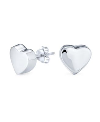Simple Heart Shaped Stud Earrings Sterling Silver