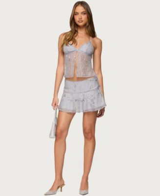 Women's Kylie Beaded Split Front Backless Top