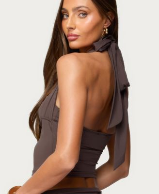 Women's Shaylo Clasp Cutout Halter Top