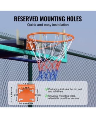 Basketball Rim Replacement, 18", Wall/Door Mount, Heavy-Duty Flex Rim w/ Net, Indoor/Outdoor