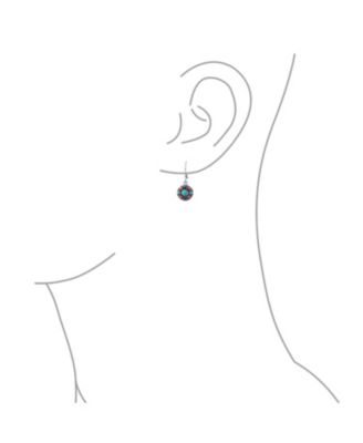 Native American Style Multi Color Round Lapis Turquoise Drop Earrings Silver