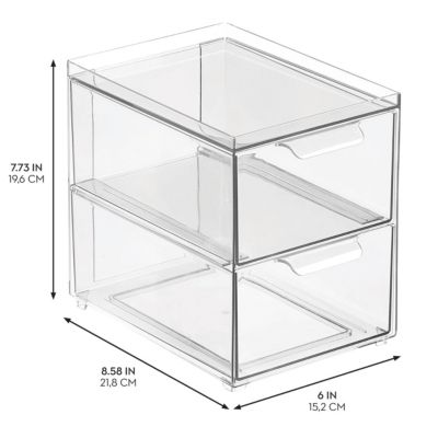 2-Drawer Stackable Organizer for Kitchen or Pantry - Set of 4 - Clear
