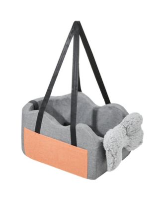 Center Console Dog Car Seat for Small Dogs, Booster for Armrest w/ Clip-On Leash, Adjustable Straps