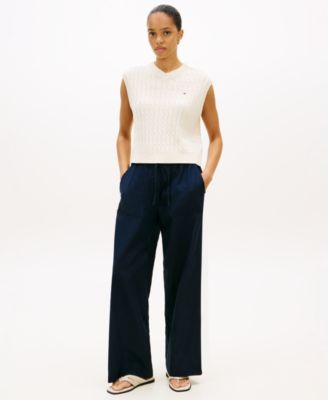 Women's Linen Wide-Leg Pull-On Pants
