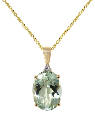 Green Amethyst (4-1/2 ct. t.w.) & Diamond Accent Pendant Necklace in 14k Yellow Gold