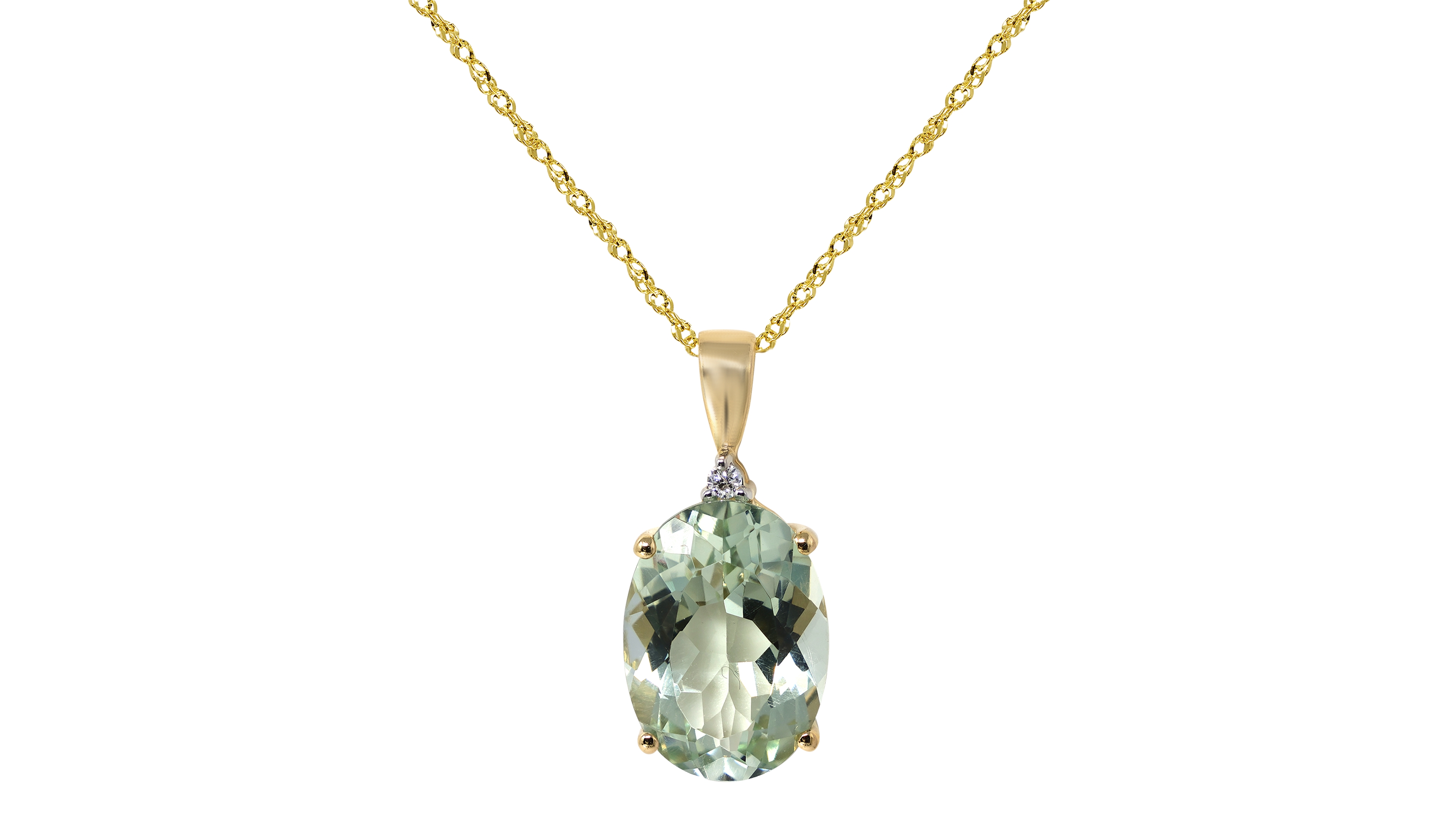 Macy's Green Amethyst (4-1/2 ct. t.w.) & Diamond Accent Pendant Necklace in 14k Yellow Gold