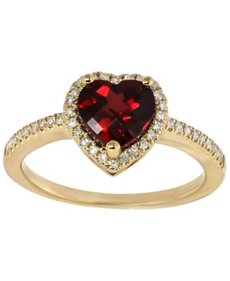 Garnet (1-1/2 ct. t.w.) & Diamond (1/6 ct. t.w.) Ring in 14k Yellow Gold