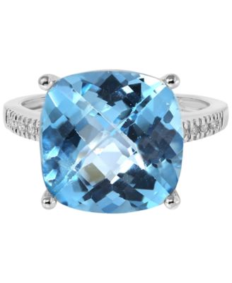 Blue Topaz (7 ct. t.w.) & Diamond (1/20 ct. t.w.) Ring in 14k White Gold