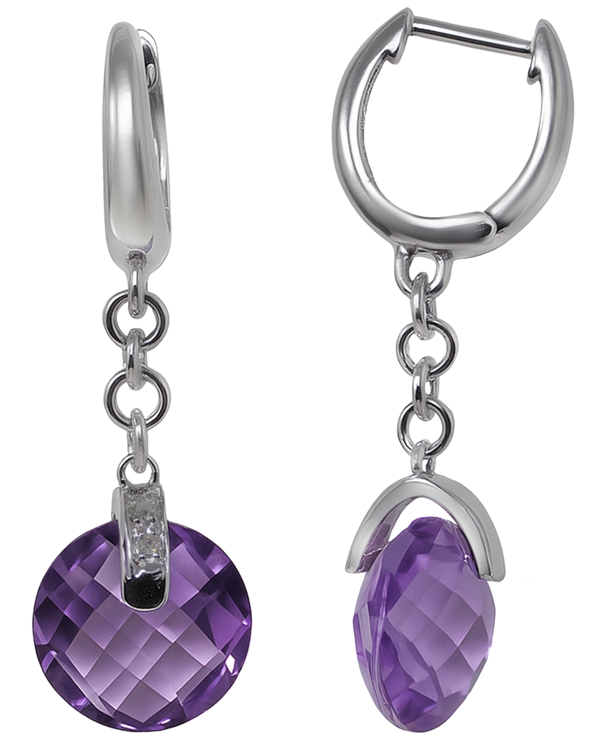 Macy's Green Amethyst (8 ct. t.w.) & Diamond Accent Earrings Sterling Silver