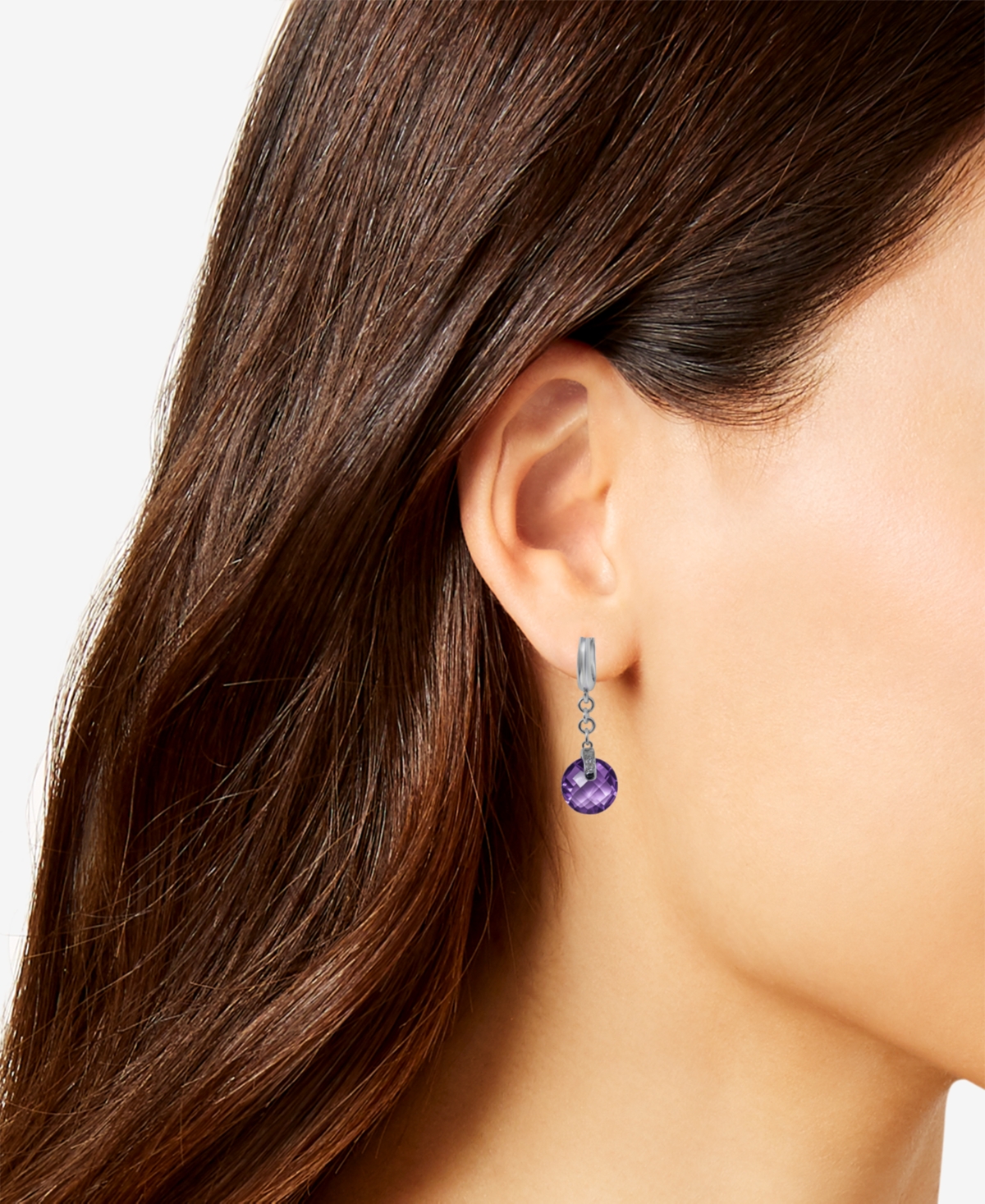 Macy's Green Amethyst (8 ct. t.w.) & Diamond Accent Earrings Sterling Silver