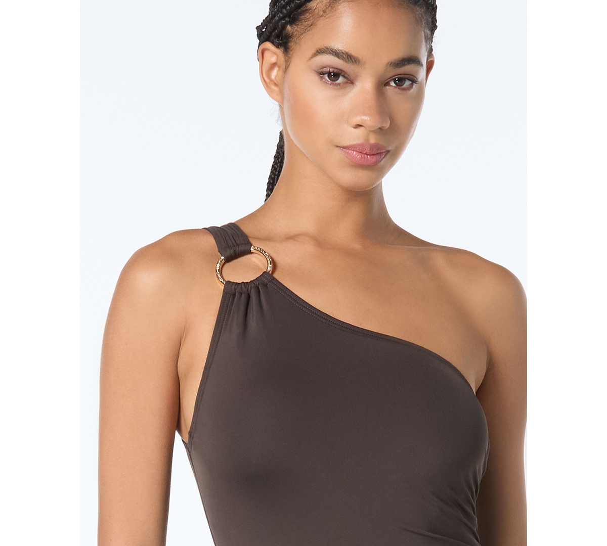 Michael Kors Embellished One-Shoulder Underwire One-Piece Swimsuit