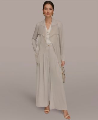 Women's Mixed Media Collared Neck Jacket