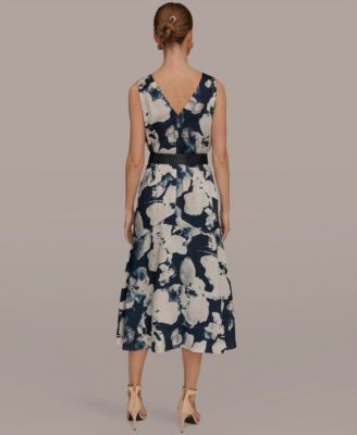 Women's Printed V-Neck Midi Dress