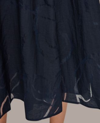 Women's Floral Belted Midi Shirt Dress