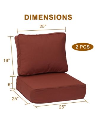 Outdoor Patio Chair Cushions Set, Sunbrella Fabric Weather-Resistant Outdoor Cushion with Individual Pocket Springs, Set of 2