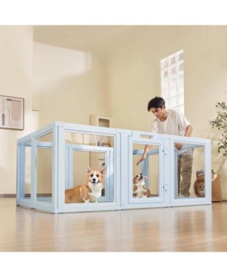 Dog Whelping Box, 76 x 49 x 30 in Plastic Whelping Pen for Large Dogs, Waterproof w/ Clear Windows, Door Lock, Easy-Clean Indoor Birth Kit