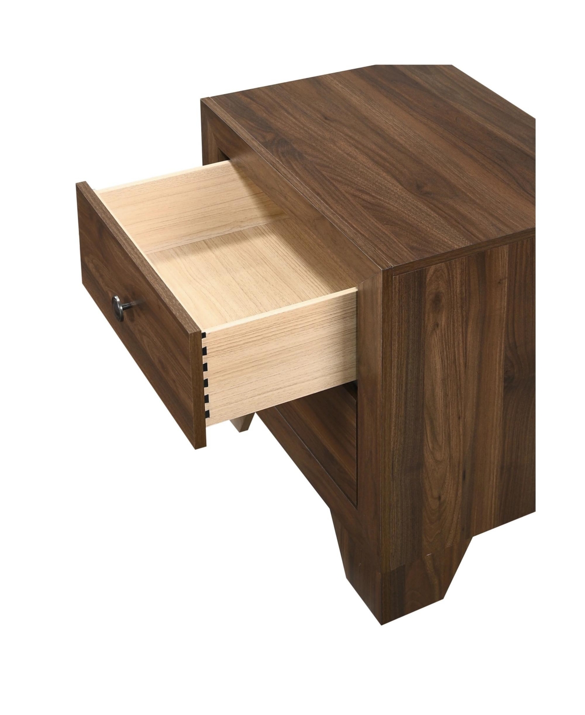 Rainsken Modern Storage Nightstands for Bedroom, Wood Side Bed Table with 2 Drawers and Metal Handles for Apartment