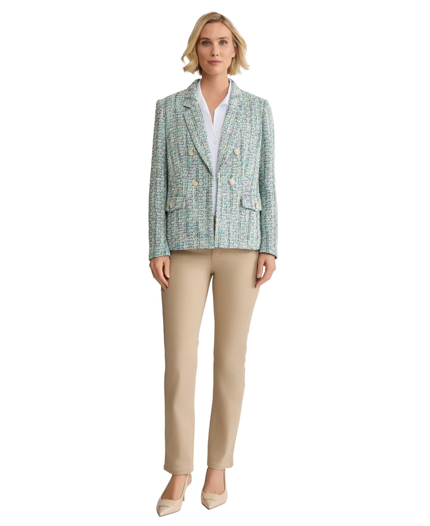 Женский пиджак Jones New York Faux Double Breasted Tweed Blazer, цвет: Разноцветный — фото 2