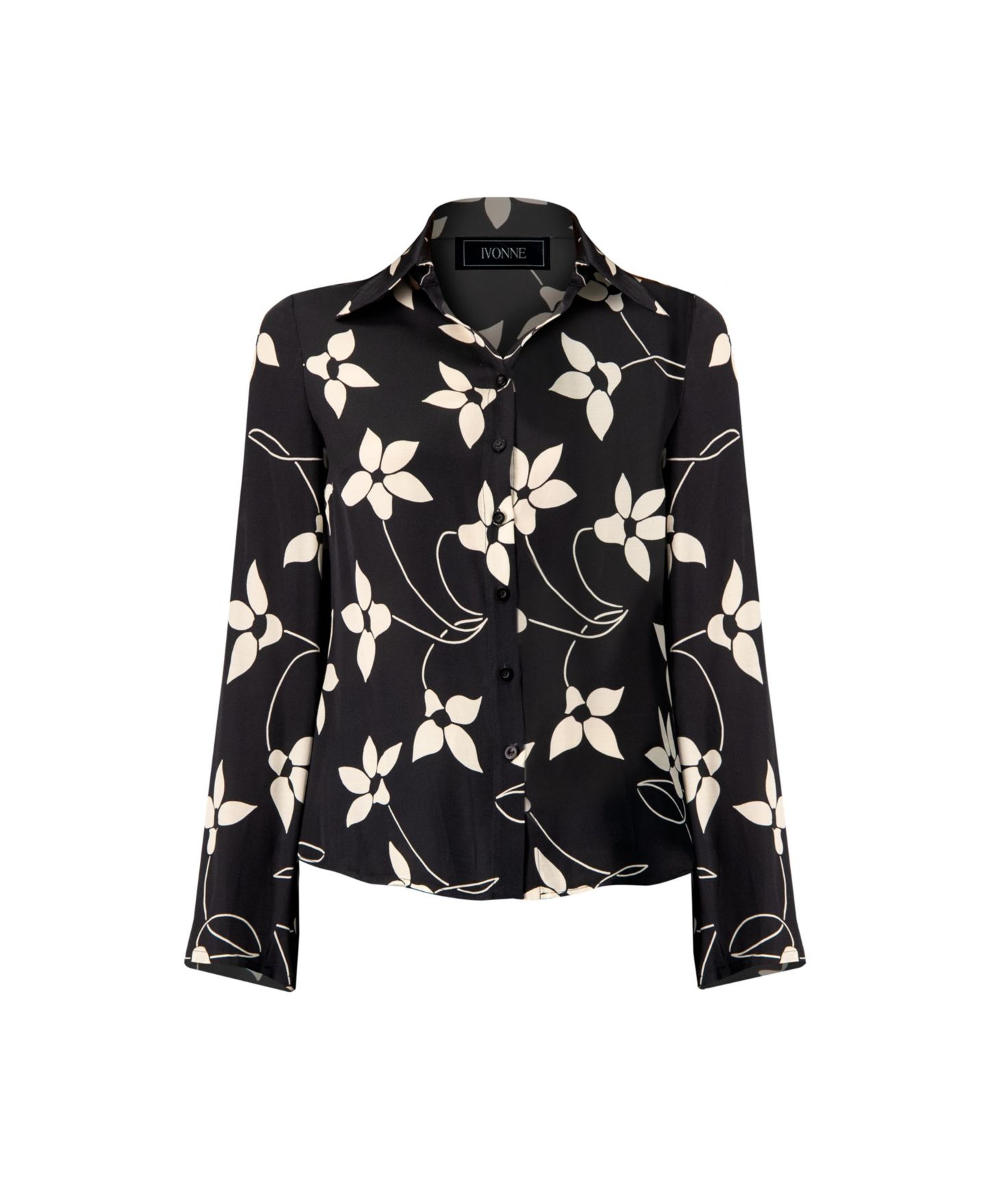 Женская блузка Ivonne Long Sleeve Printed Shirt Blouse, цвет: Чёрный — фото 5