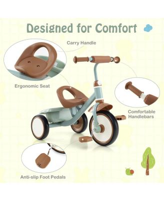 Toddler Tricycle Kids Trike with Adjustable Seat and Basket