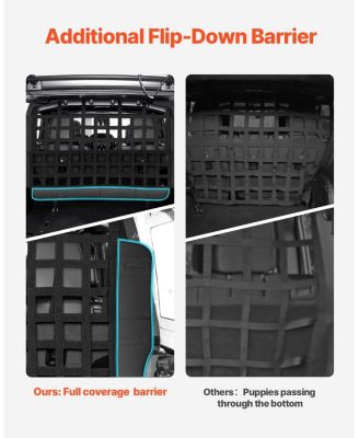 Dog Car Barrier Mesh Net for Jeep Wrangler JK 2007–2017 & JL 2018–2024, Rear Cargo Pet Divider, Tear-Resistant Polyester, Easy Install