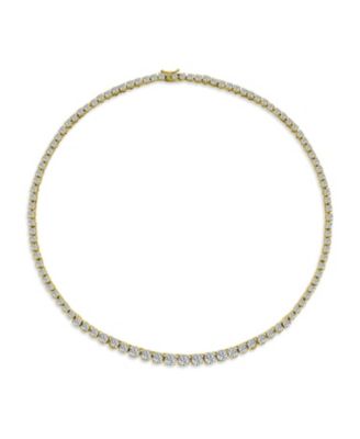 Graduated CZ Round Statement Tennis Necklace Collar Yellow Gold Plated