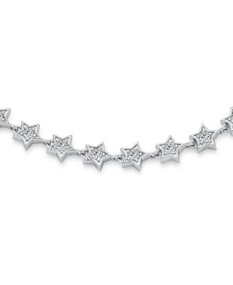 Celestial Multi CZ Star Anklet Strand .925 Sterling Silver Strand Ankle Bracelet